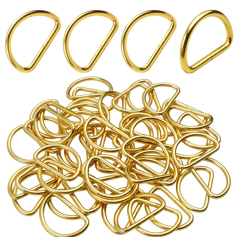 BronaGrand 50 Pieces 1inch Gold Metal D Ring Semi-Circular D Ring for Hardware Bags Ring Hand DIY Accessories - Image 1